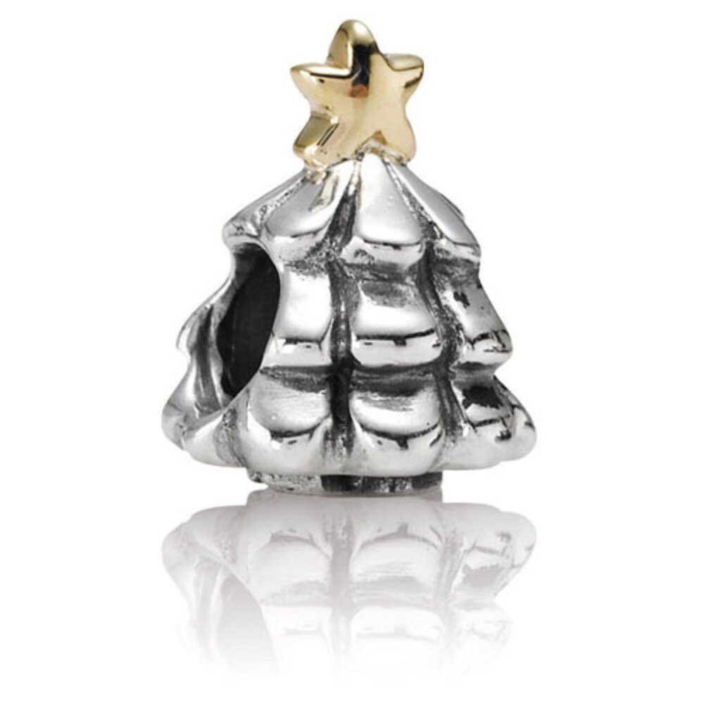 Pandora Sterling Christmas Tree Charm with 14K Gold Star (Retired)